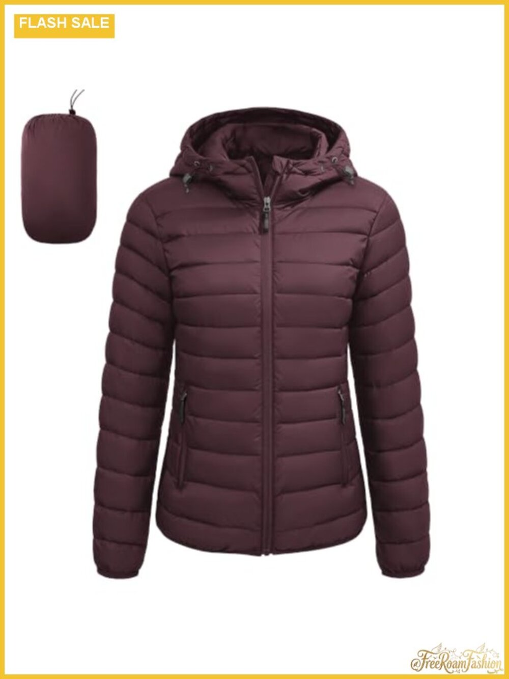 Packable Puffer Jacket Womens Down Hooded Lightweight Quilted Coat